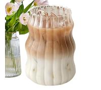 Cloud Shaped Glass Coffee Cup with Spiral Stripes - Aesthetic Clear Ribbed Glass Mug | Cute Drinkware for Latte, Tea, Milk & Iced Beverages