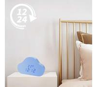 Cloud-Shaped LED Alarm Clock with Voice-Activated Alarm, Snooze Function, Real- Display & USB Power - White/Blue, 16x4x10.2 cm(White)