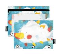 Cloud Shaped Like A Cute Animal Ringing Binder Plastic with Clear Window Pencil case Organizer in Assorted Colors 3 Ringing Zipper Binder for Office School Supplies Cosmetics Multicolored 2 PCS