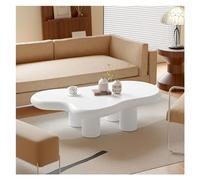 Cloud-Shaped Solid Wood Coffee Table Irregular Cream Indoor Tea Table with 4 Legs Cartoon Style Accent Table for Living Room & Bedroom Furniture