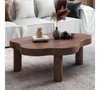 Cloud Shaped Coffee Table, Irregular Wood Coffee Table, Round Corner Thicken End Table, Modern Coffee Table with 3 Legs, for Living Room Furniture