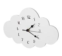 Cloud Shaped Wall Clock Decor, Wooden Nordic Silent Cartoon Design | White Finish, Easy-to-read Numbers, No Ticking Noise, Vintage Kitchen Clock, for Bedrooms, Classrooms and Interior Walls