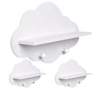 Cloud Shelves 3PCS Cute White Cloud Shape Wood Floating Shelf with Coat Hanger Storage Rack Wall Mount Nursery Accessories for Nursery Cloud Wall Shelves Cloud Shelves for Nursery Nursery ShelvesCloud