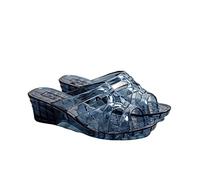 Cloud Slides Female Fashion Home Crystal Plastic Slippers Indoor With Thick Bottom Slope With A Word Sandals Outside Wear Personality Shower Shoes(Sky-blue,39)