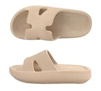 Cloud Slides for Women and Men Cushion Recovery Pillow Sandals, Memory Foam House Shower Slippers for Woman, Non-Slip Comfort Quick Drying, Khaki, 7 Women/5 Men