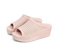 Cloud Slides Ladies Slope With Thick Bottom Slippers Female Summer Casual Beach Muffin With High Heeled Slippers Outdoor Fashion Shower Shoes(Pink,36)