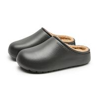 Cloud Slippers for Women Men Non-Slip Lightweight Rubber Sole Slipper Cozy Winter Fleece Lined House Shoes Outdoor Closed Toe Waterproof Upper Platform Slides (Black, 6)