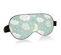 Cloud Star Moon Light Green Sky Travel Essential Travel Eye mask with Elastic Adjustable Band Blackout Reusable Eye Cover Men Home