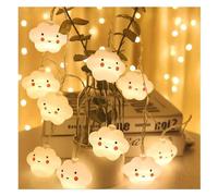 Cloud String Lights - 20 Glowing Clouds on 10ft Battery Wire - Twinkle & Steady Modes for Bedroom, Staircase Decor
