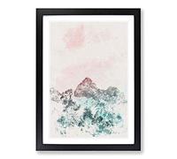 Cloud Stripe Over The Mountains Watercolour Framed Print | A2 Black Framed Wall Art | Ready to Hang | Modern Landscape Picture | Living Room Bedroom Lounge Office
