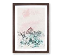 Cloud Stripe Over The Mountains Watercolour Framed Print | A2 Walnut Framed Wall Art | Ready to Hang | Modern Landscape Picture | Living Room Bedroom Lounge Office
