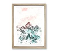 Cloud Stripe Over The Mountains Watercolour Modern Framed Wall Art Print, Ready to Hang Picture for Living Room Bedroom Home Office Décor, Oak A4 (34 x 25 cm)