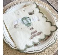 Cloud-Themed 1st Birthday Napkins - 3-Ply Taupe & Almond Green Party Set of 10 | Baby Shower or First Birthday Decor