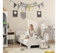 Cloud-Themed Toddler Bed with Safety Rails, 143.5 x 74.5 x 56cm AIYAPLAY White 1 Pack