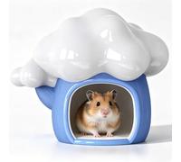 Cloud Top Tree House Ceramic Hamster Hideout, Summer Cooling Forest Pet Cave, Smooth Washable Cooling Shelter For All-Season Small Rodents(Blue,L)