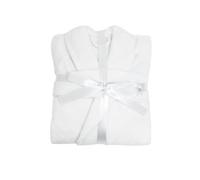 Cloud Touch Unisex Dressing Gown - Dual Textured Velour Towelling Bathrobe with Front Pockets, Adjustable Belt, Hanging Loop, Shawl Collar Luxury Spa Robe (L/XL, White)