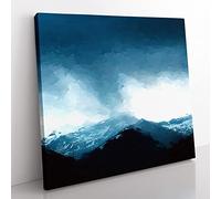 Cloud Touching the Mountains in Abstract Modern Canvas Wall Art Print Ready to Hang, Framed Picture for Living Room Bedroom Home Office Décor, 50x50 cm (20x20 Inch)