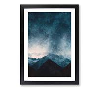 Cloud Touching The Mountains Painting Framed Print | A2 Black Framed Wall Art | Ready to Hang | Modern Landscape Picture | Living Room Bedroom Lounge Office