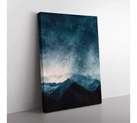 Cloud Touching The Mountains Painting Modern Canvas Wall Art Print Ready to Hang, Framed Picture for Living Room Bedroom Home Office Décor, 50x35 cm (20x14 Inch)