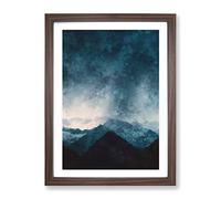 Cloud Touching The Mountains Painting Modern Framed Wall Art Print, Ready to Hang Picture for Living Room Bedroom Home Office Décor, Walnut A2 (64 x 46 cm)