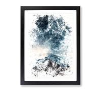 Cloud Touching The Mountains Watercolour Modern Framed Print | A4 Black Framed Wall Art | Ready to Hang | Modern Landscape Picture | Living Room Bedroom Lounge Office