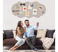 Cloud Vision Photo Board - 87 x 43 cm Large Cork Notice Board for Walls, Home & Bedrooms | Pinboard for Office Decor