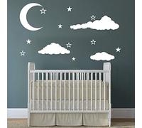 Cloud Wall Decal Clouds Decals Moon and Stars Cloudy Sky Baby Room Wall Decal Children Gift Bedroom Nursery Boy Girl Vinyl Stickers Wall Decor Playroom Murals