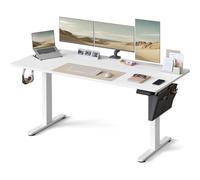 (Cloud White) Electric Standing Desk, Height Adjustable Desk, 160 x 70 cm, Continuous Adjustment