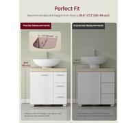 (Cloud White, Natural Beige) Under Sink Bathroom Cabinet, Storage Cabinet with Feet, 3 Drawers, 2 Compartments Behind the Door