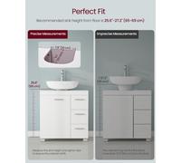 (Cloud White) Under Sink Bathroom Cabinet, Storage Cabinet with Feet, 3 Drawers, 2 Compartments Behind the Door