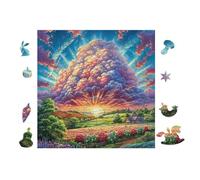 Cloud with Rainbow 100 Piece Complete DIY Jigsaw Puzzle Collectors Mind Relaxation Educational Decorative Puzzle Gifts for Adults Wooden Cardboard 28x28cm