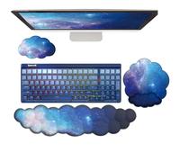 Cloud Wrist Rest Keyboard Galaxy Mouse Pad with Wrist Rest Ergonomic Space Wrist Pad Memory Foam Non-Slip Wrist Pad Support for Computer Laptop Gaming Home Office Relief Typing Pain Gradient Blue