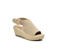 CLOUDAIR Selina Women's Espadrille Wedge Sandals - Comfortable and Stylish Platform Slip On Sandals with Buckle Closure, Comfy Wedge Heels for Women, Fashion Summer Sandals, Biege Knit, 4 UK
