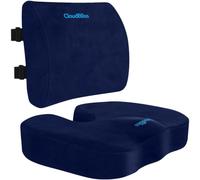 CloudBliss Lumbar Support Pillow & Seat Cushion Set for Office Chair, Desk Chair, Wheelchair & Car - Memory Foam Back Support, Ergonomic Chair Cushions, Sciatica Pain Relief, Home Essentials, Blue