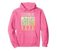 Cloudbreak Fiji Surfboards and Waves Pullover Hoodie, Adult Unisex, Bright Pink, Medium
