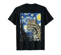 Clouded Leopard Van Gogh Starry Night Painting Art T-Shirt