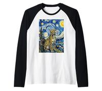 Clouded Leopard Van Gogh Starry Night Painting Raglan Baseball Tee