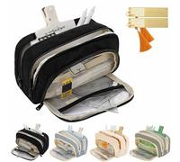 CLOUDEMO Big Capacity Pencil Case, 3 Compartments Simple Storage Aesthetic Pencil Case, Large Capacity Pencil Pouch, Kawaii Pencil Case Organizer for Women and Girls (Black)