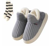 CLOUDEMO Sunmoine Cloud Slippers,Pillow Warm Fuzzy House Slippers,Anti-Skid Cozy Plush for Indoor Outdoor Warm Slippers (Grey,4-5)