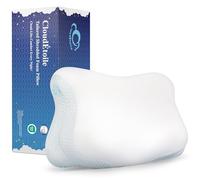 CloudÉtoile Cervical Pillow Memory Foam - 2-in-1 Memory Foam Pillow for Deep Sleep, Height-Adjustable Neck Support Pillows for Back Stomach Side Sleepers, CertiPUR-EU and OEKO-TEX, 64x38x12 cm, White