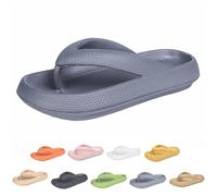 Cloudies EVA Lightweight Flip Flops for Women & Men | Non-Slip Beach Slides with CloudSoft Cushion | Quick-Dry (Grey, Adult, Women, 7, Numeric Range, UK Footwear Size System, 7.5, Medium)