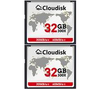 Cloudisk Pack of 2 Compact Flash Card 32GB 300X CF 2.0 Card Performance for DSLR Camera,Vintage Digital Camera and Industry Equipment(32GB)