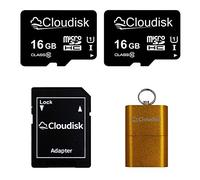 Cloudisk Pack of 2 Micro SD Card 16GB Flash Memory Card Micro SDHC with SD Adapter, C10, A1, U1, UHS-I