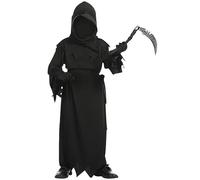 Cloudkids Kids Grim Reaper Costumes Child Boys Halloween Scary Reaper Costume Ghost Robe Cosplay Party Dress Ups with Gloves