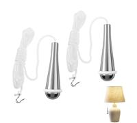 Cloudlink 2 PCS Bathroom Light Pull Cord White Chrome Teardrop Pull Cord Handle with 1.5M Nylon String Extension for Bathroom Toilet Ceiling Light Fan Blind