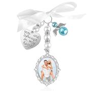 Cloudlink Wedding Bouquet Photo Charm 1PCS Personalized Bridal Bouquet Photos Charms for Wedding Memory Bow Pearl Charms You Are Always in My Heart