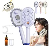 Cloudmades Electric Spray Air Cushion Massage Comb, Self-Cleaning Anti-Tangle Essential Oil Mist Hair Care Comb, 3 in 1 Rechargeable Electric Spray & Massage Hair Brush (purple with oil)