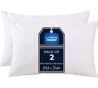 Cloudmere Luxury White Duck Feather and Down Filling Pillows Comfy Hotel Quality Bed Pillow Pair Soft Hypoallergenic & Anti Dust Mite 100% cotton Cover for Side Back Sleeping Pack Of 2