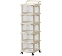 Cloudmere Storage Cart Trolley Cream Storage Organizer with Compartments Versatile Usage Office, Bathroom, Library, Kitchen Multi Layered Moveable Cabinet Toiletries Holder 5-Tier Rack
