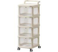 Cloudmere Storage Cart Trolley Cream Storage Organizer with Compartments Versatile Usage Office, Bathroom, Library, Kitchen Multi Layered Moveable Cabinet Toiletries Holder 4-Tier Rack